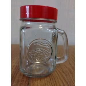 Vintage 12 oz Golden Harvest Drinking Jar with Handle 4.5" Tall - with Lid